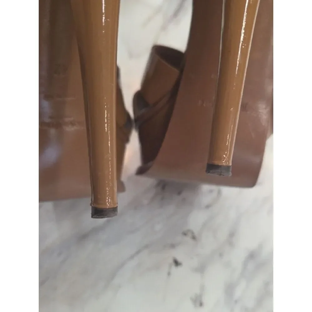 Yves Saint Laurent Patent Platform Sandal - Tan
